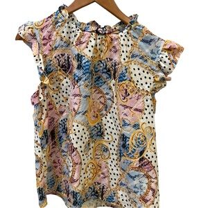 THML multicolor flutter sleeve top. Excellent condition. Size M